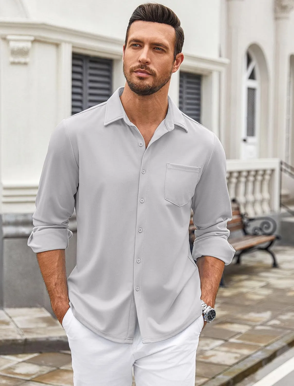 COOFANDY Mens Wrinkle Free Dress Shirts Long Sleeve Untucked Shirts Casual Button Down Shirts