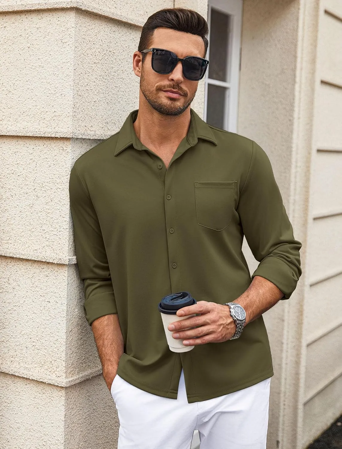 COOFANDY Mens Wrinkle Free Dress Shirts Long Sleeve Untucked Shirts Casual Button Down Shirts