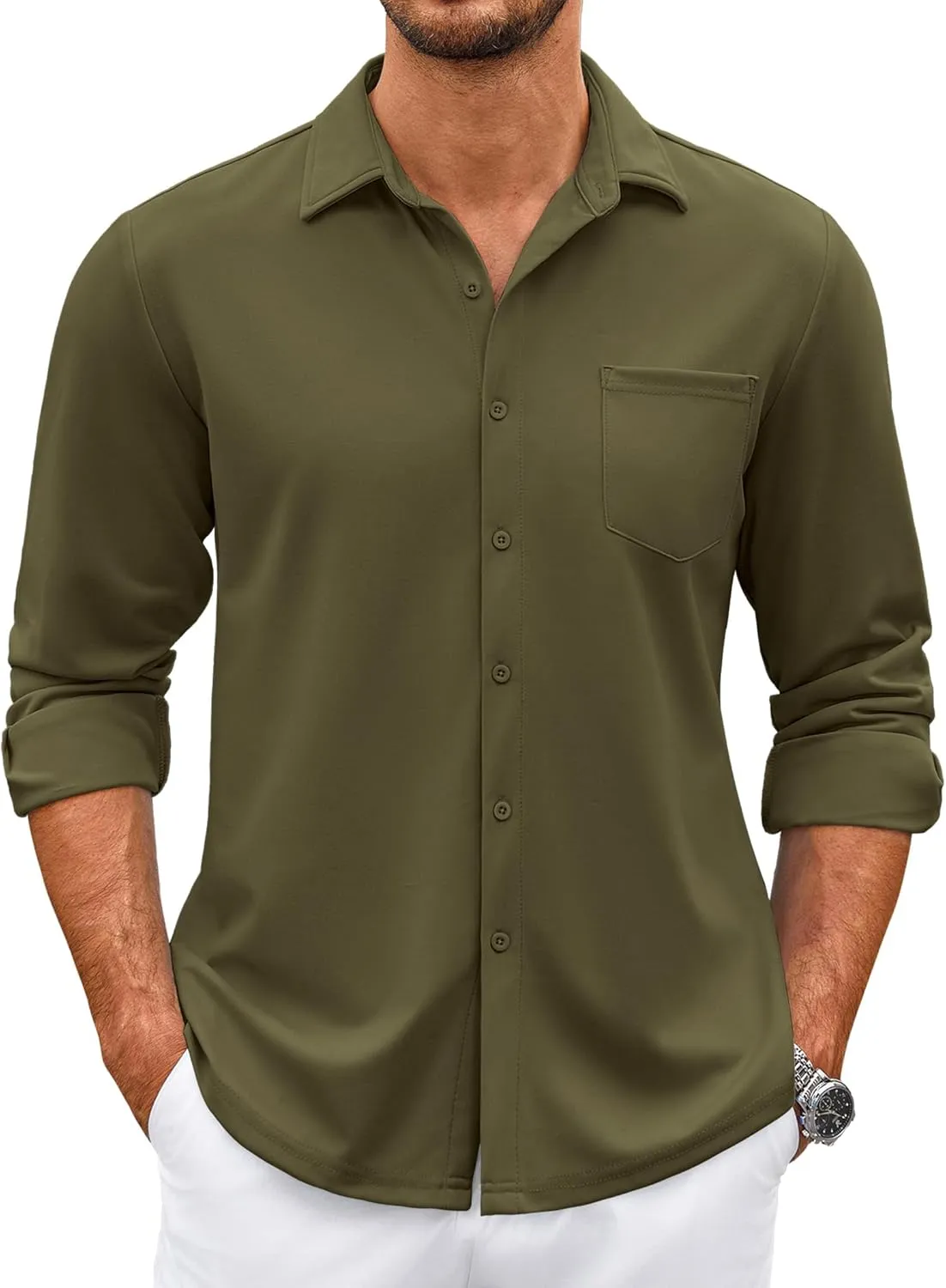 COOFANDY Mens Wrinkle Free Dress Shirts Long Sleeve Untucked Shirts Casual Button Down Shirts