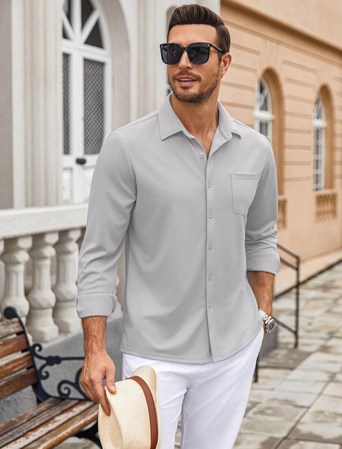 COOFANDY Mens Wrinkle Free Dress Shirts Long Sleeve Untucked Shirts Casual Button Down Shirts