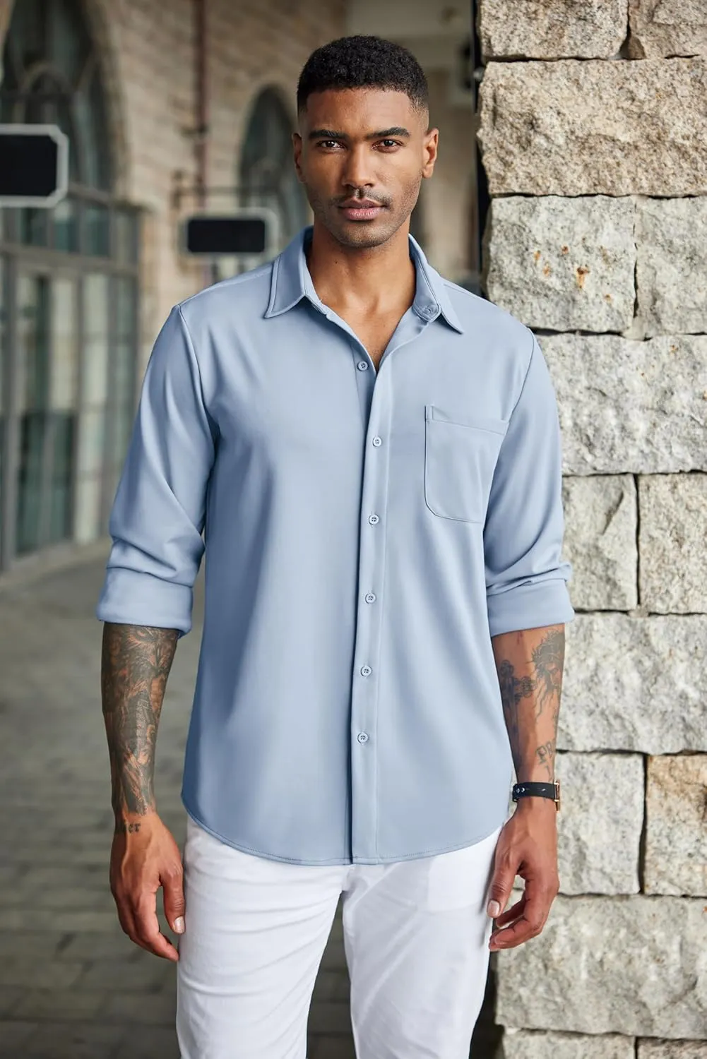 COOFANDY Men's Wrinkle Free Shirts Casual Long Sleeve Button Down Dress Shirts