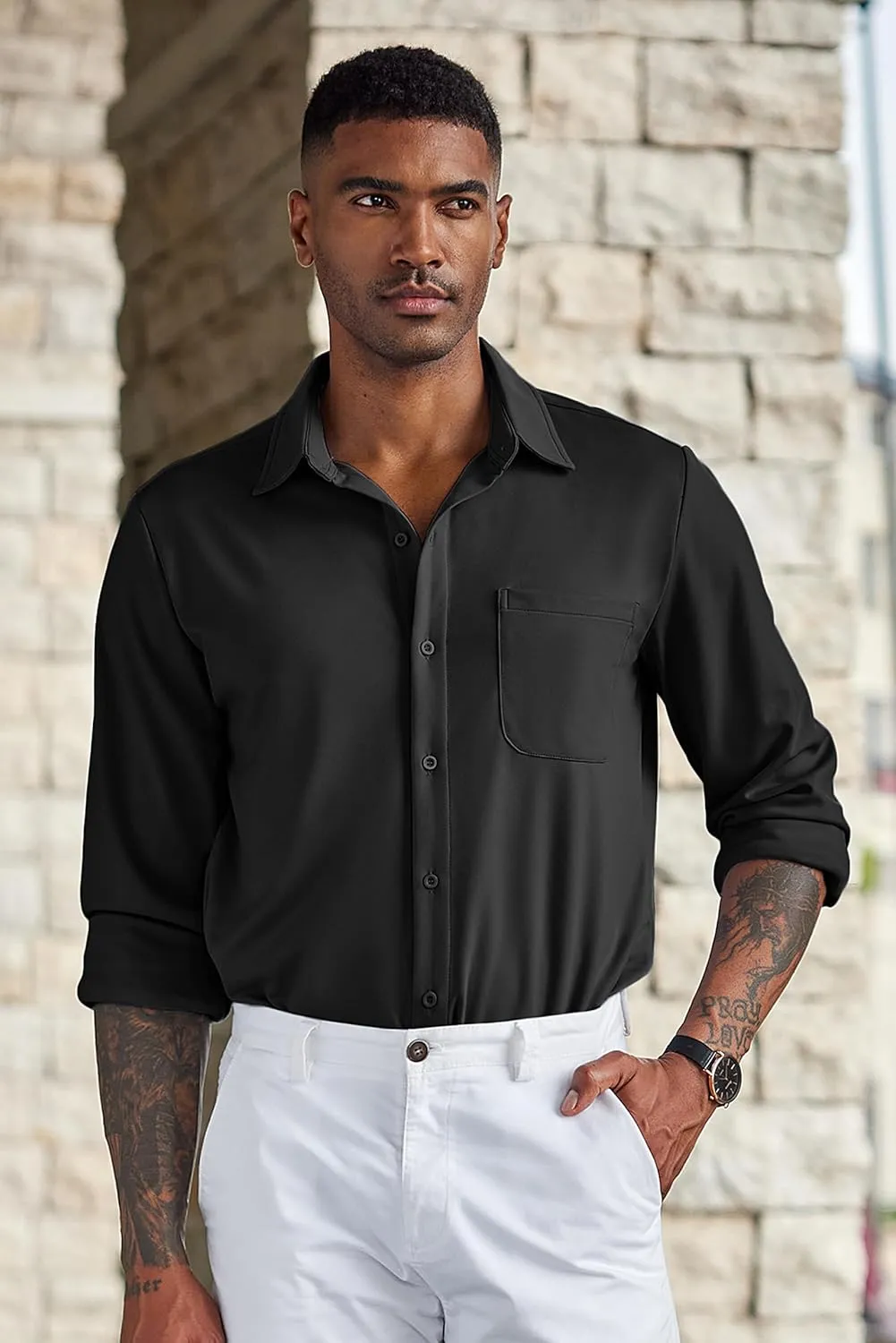 COOFANDY Men's Wrinkle Free Shirts Casual Long Sleeve Button Down Dress Shirts