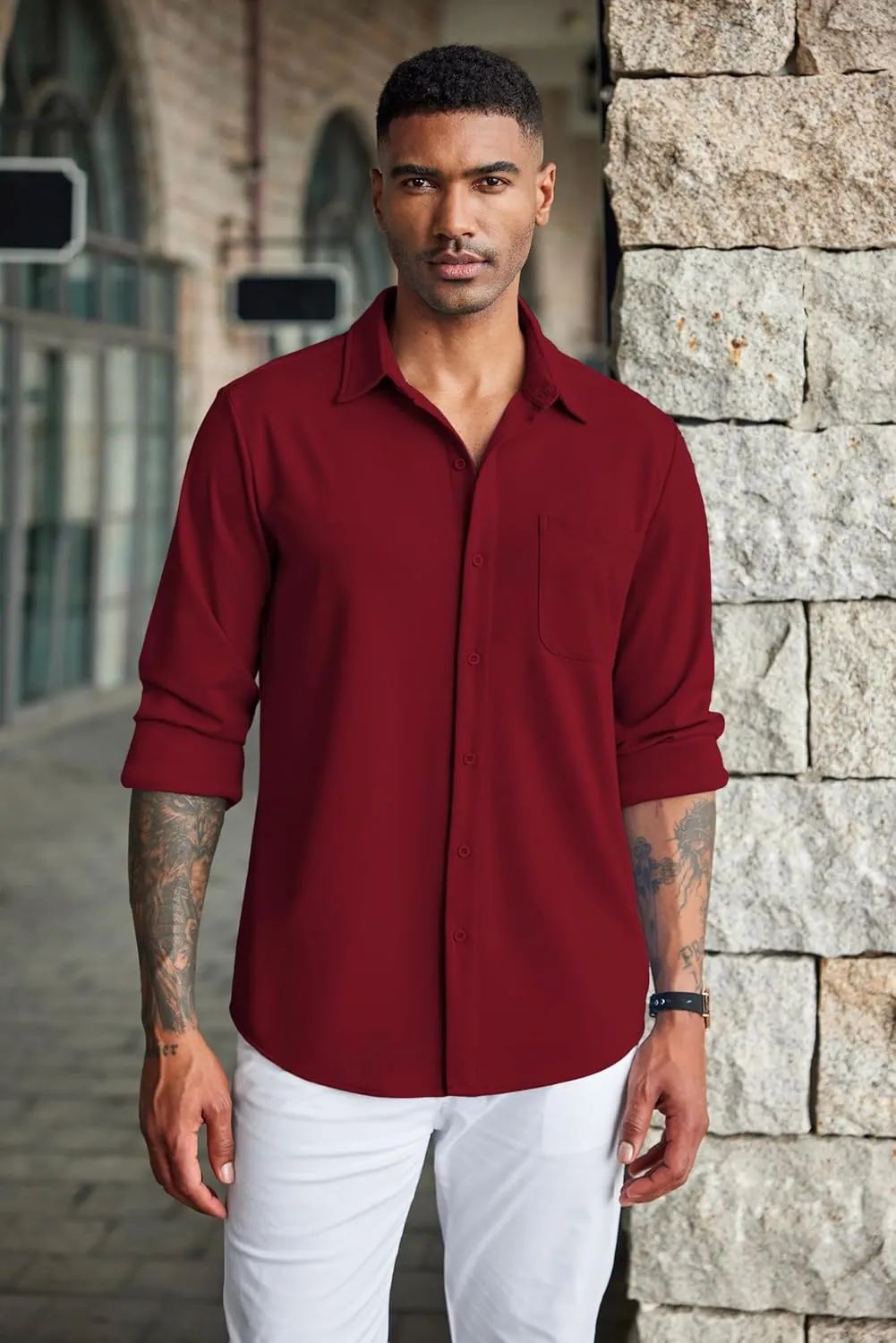 COOFANDY Men's Wrinkle Free Shirts Casual Long Sleeve Button Down Dress Shirts