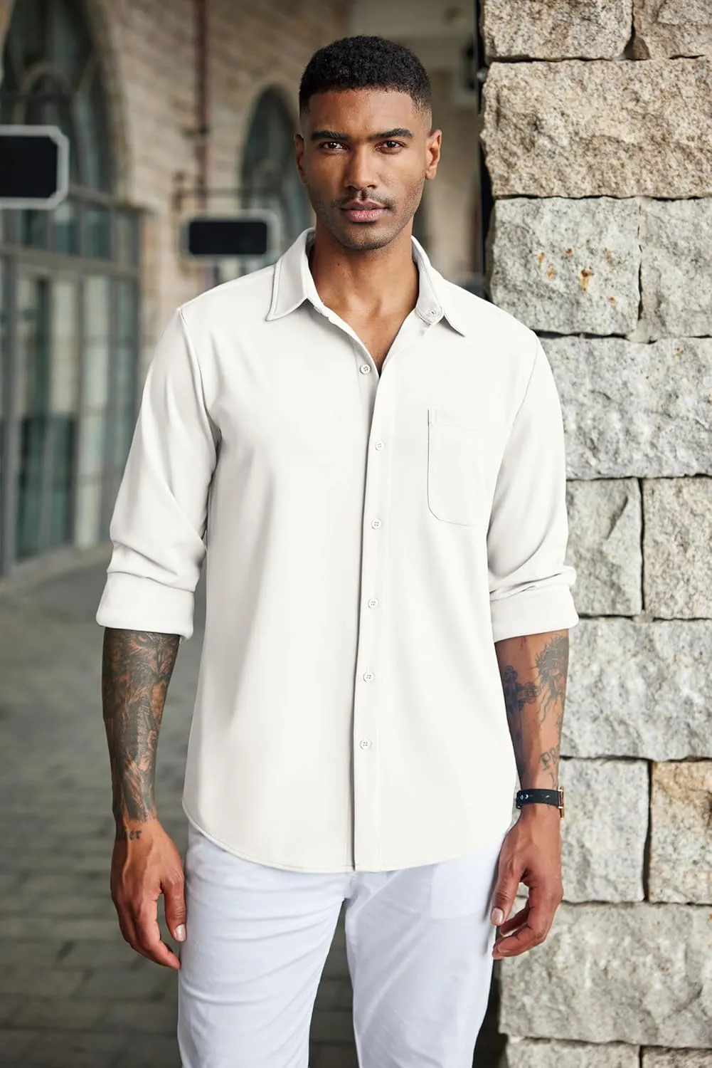COOFANDY Men's Wrinkle Free Shirts Casual Long Sleeve Button Down Dress Shirts