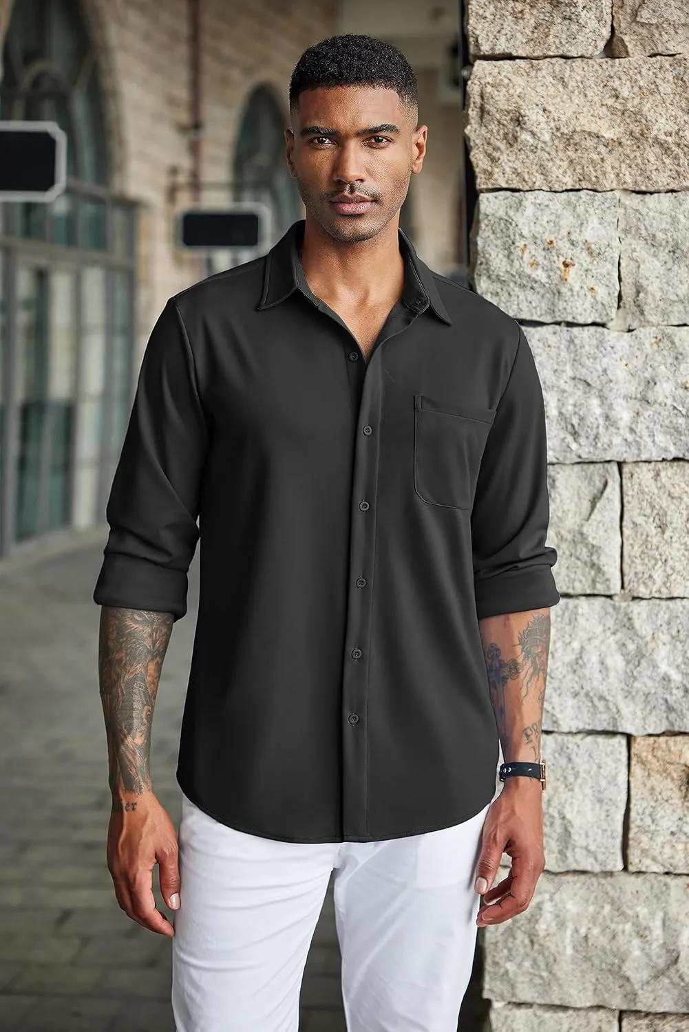 COOFANDY Men's Wrinkle Free Shirts Casual Long Sleeve Button Down Dress Shirts