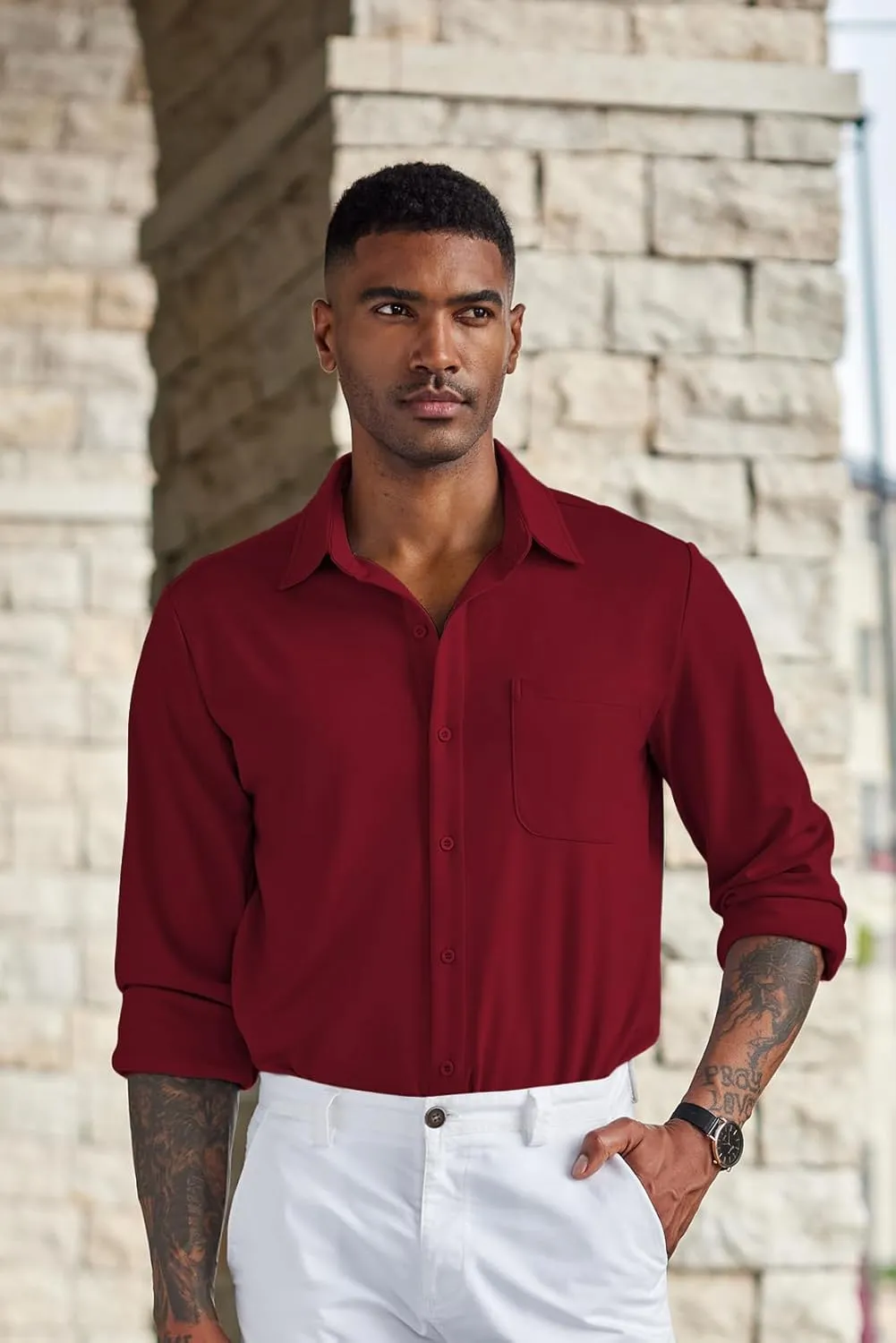 COOFANDY Men's Wrinkle Free Shirts Casual Long Sleeve Button Down Dress Shirts