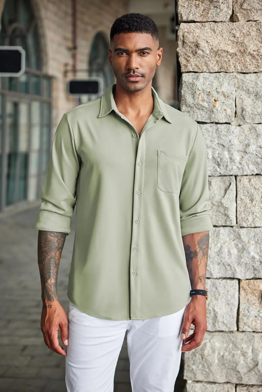 COOFANDY Men's Wrinkle Free Shirts Casual Long Sleeve Button Down Dress Shirts
