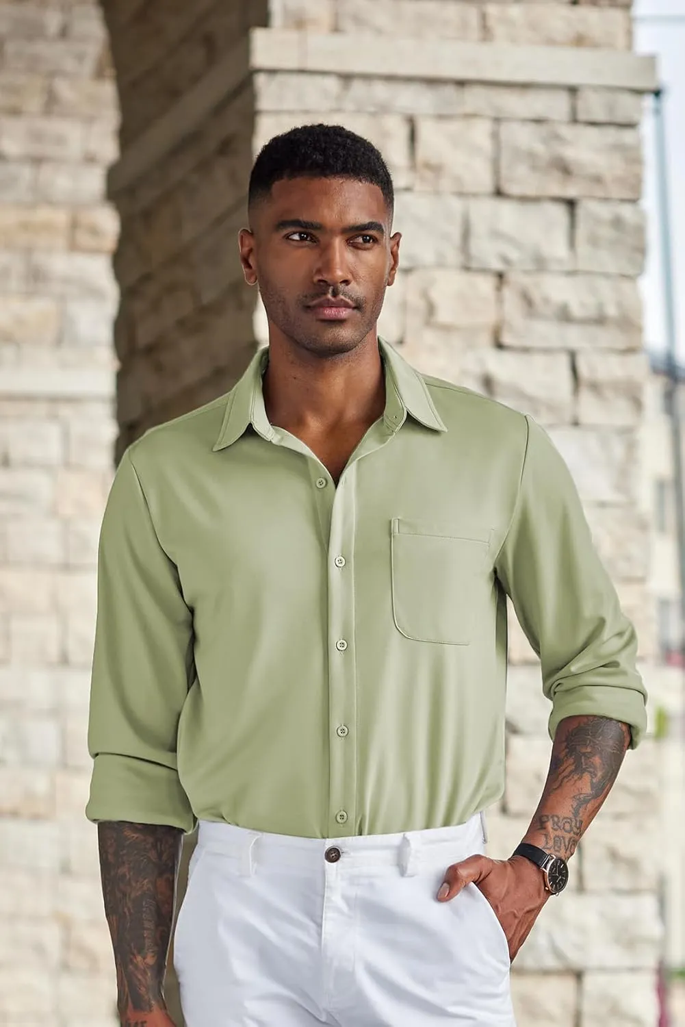COOFANDY Men's Wrinkle Free Shirts Casual Long Sleeve Button Down Dress Shirts