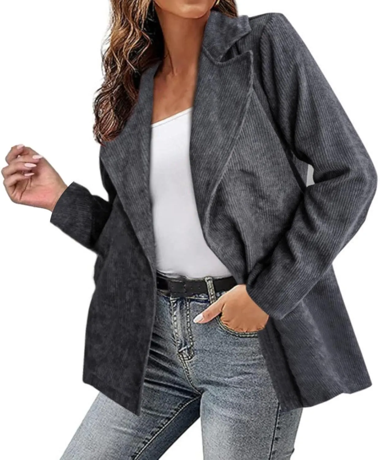 Corduroy Shirt Jacket for Women Fall Winter Warm Shirt Jacket Boyfriend Coat Long Sleeve Casual Shacket Coats Outwear