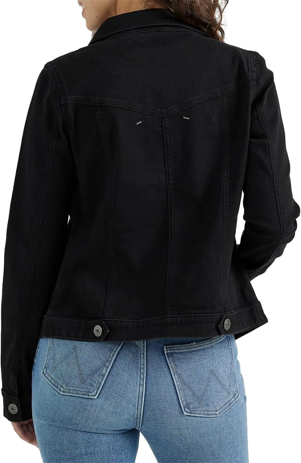 Cropped Denim Jacket for Women Long Sleeve Basic Button Down Crop Jean Shacket Trendy Trucker Short Coat with Pockets