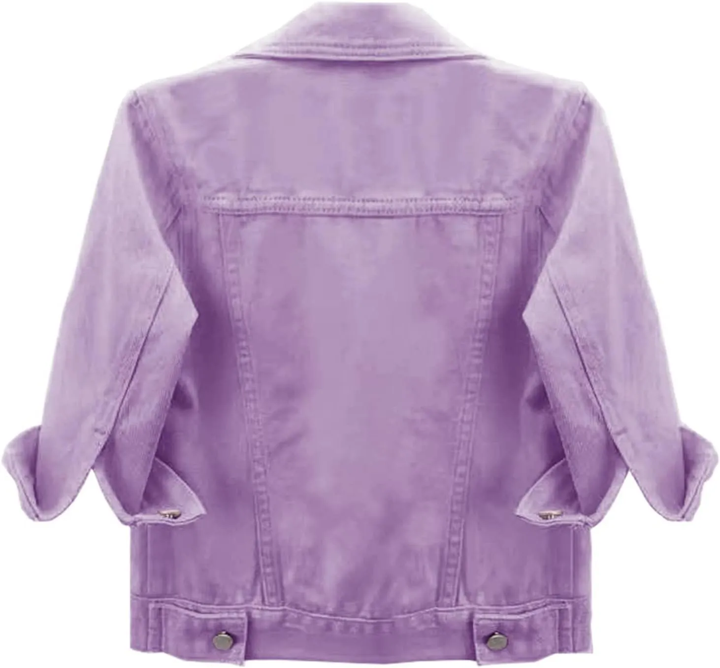 Cropped Jean Jacket for Women 3/4 Sleeve Short Denim Jacket Colored Casual Light Button Crop Trucker Jean Jackets Coat