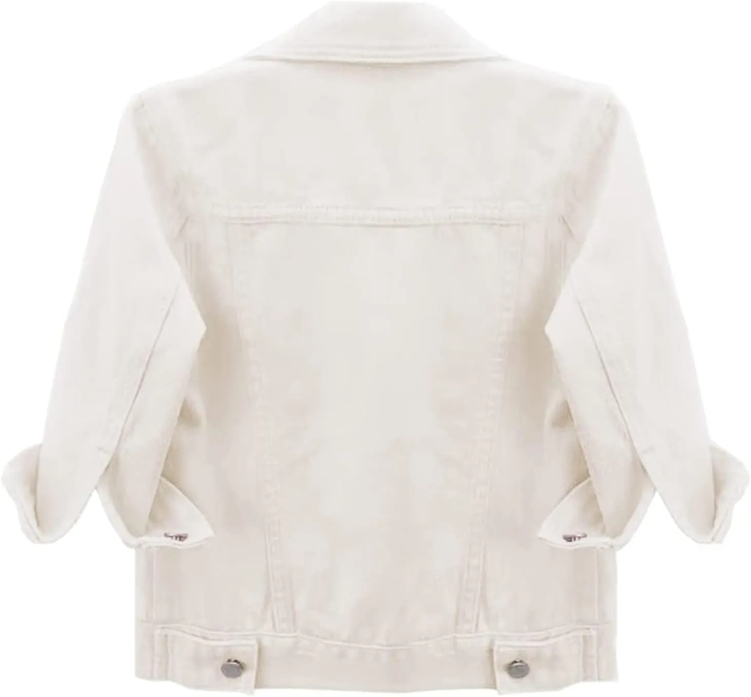 Cropped Jean Jacket for Women 3/4 Sleeve Short Denim Jacket Colored Casual Light Button Crop Trucker Jean Jackets Coat
