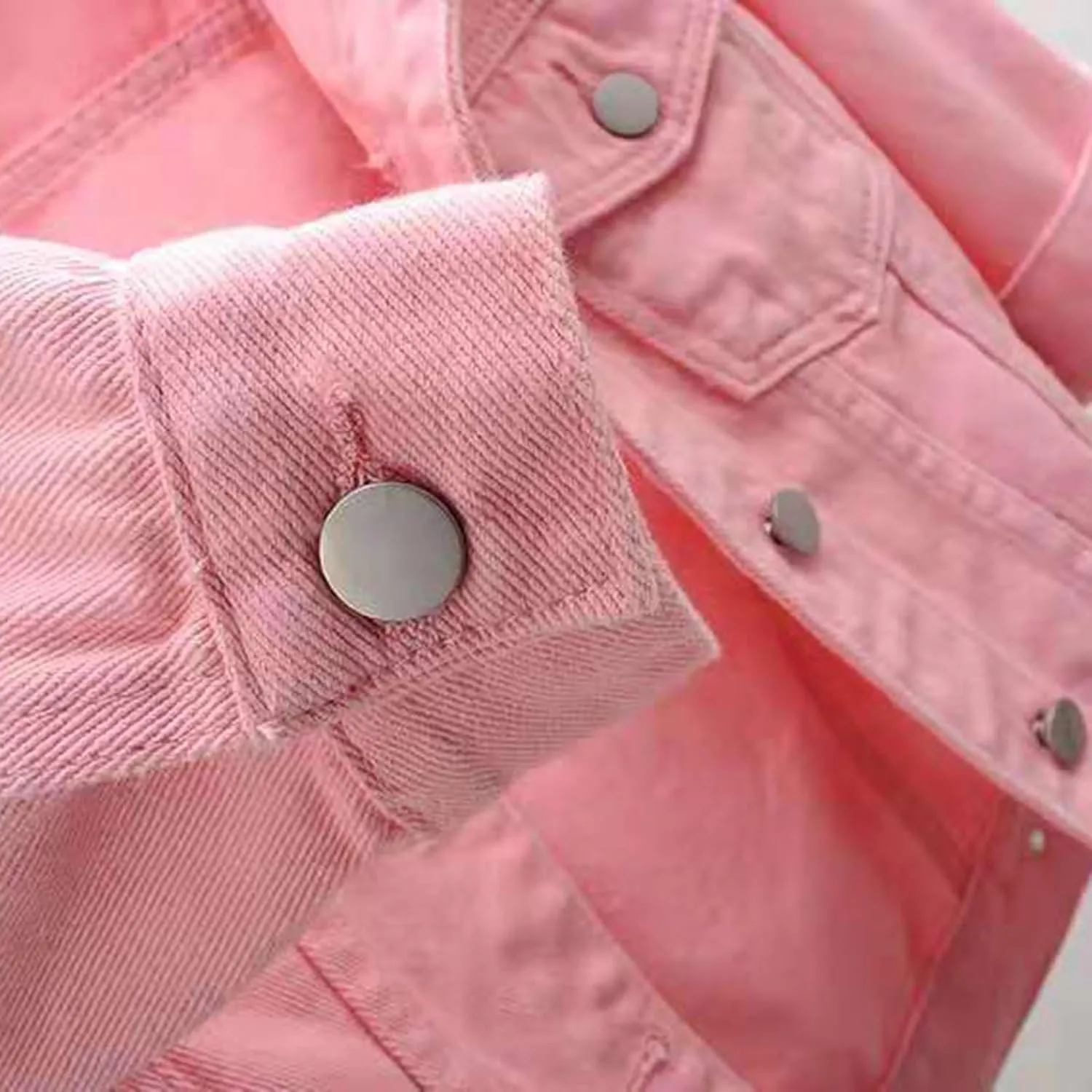 Cropped Jean Jacket for Women 3/4 Sleeve Short Denim Jacket Colored Casual Light Button Crop Trucker Jean Jackets Coat