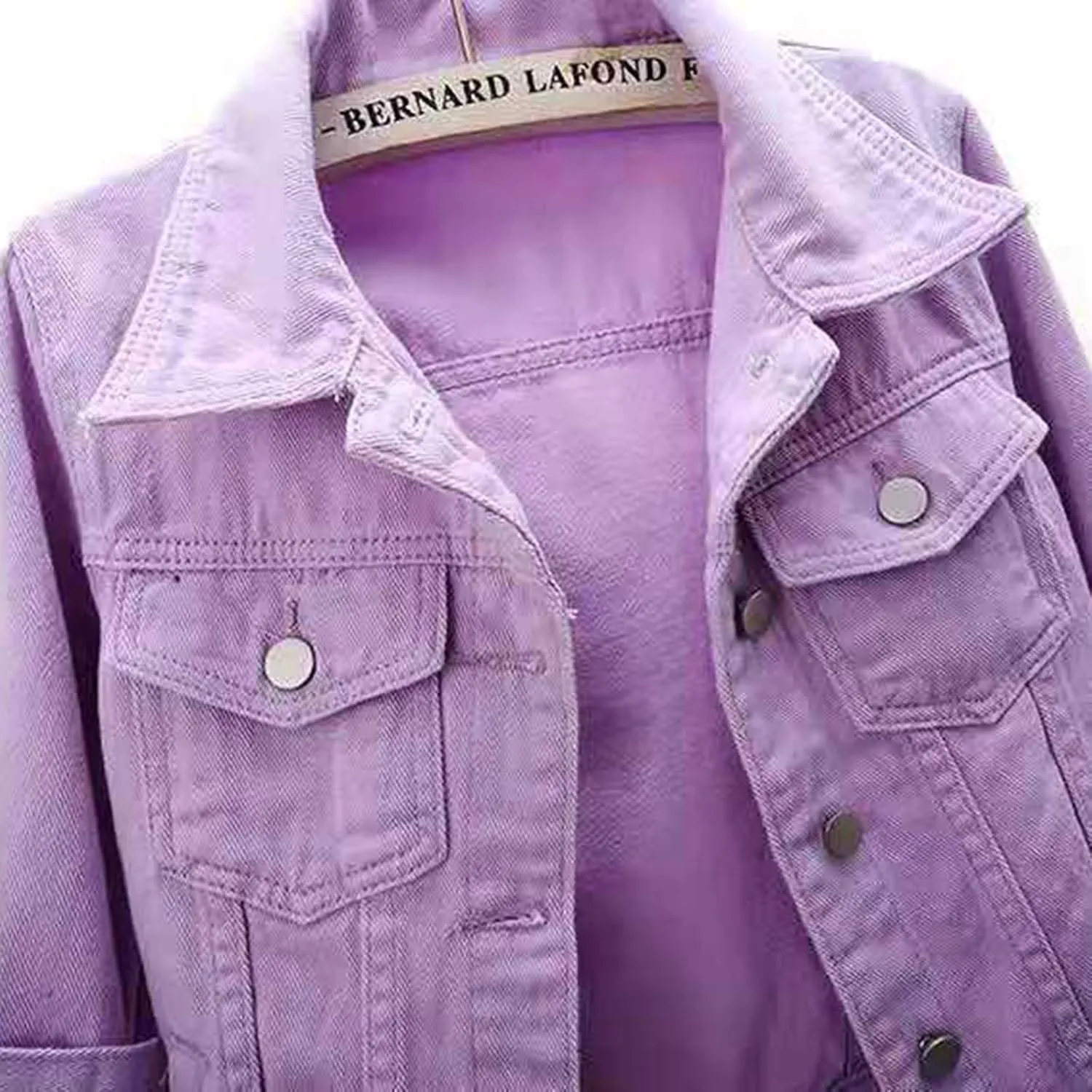 Cropped Jean Jacket for Women 3/4 Sleeve Short Denim Jacket Colored Casual Light Button Crop Trucker Jean Jackets Coat