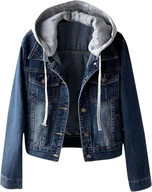 Cropped Jean Jackets for Women Casual 3/4 Sleeve Jean Jackets Lightweight Denim Jackets Button Down Trucker Coats