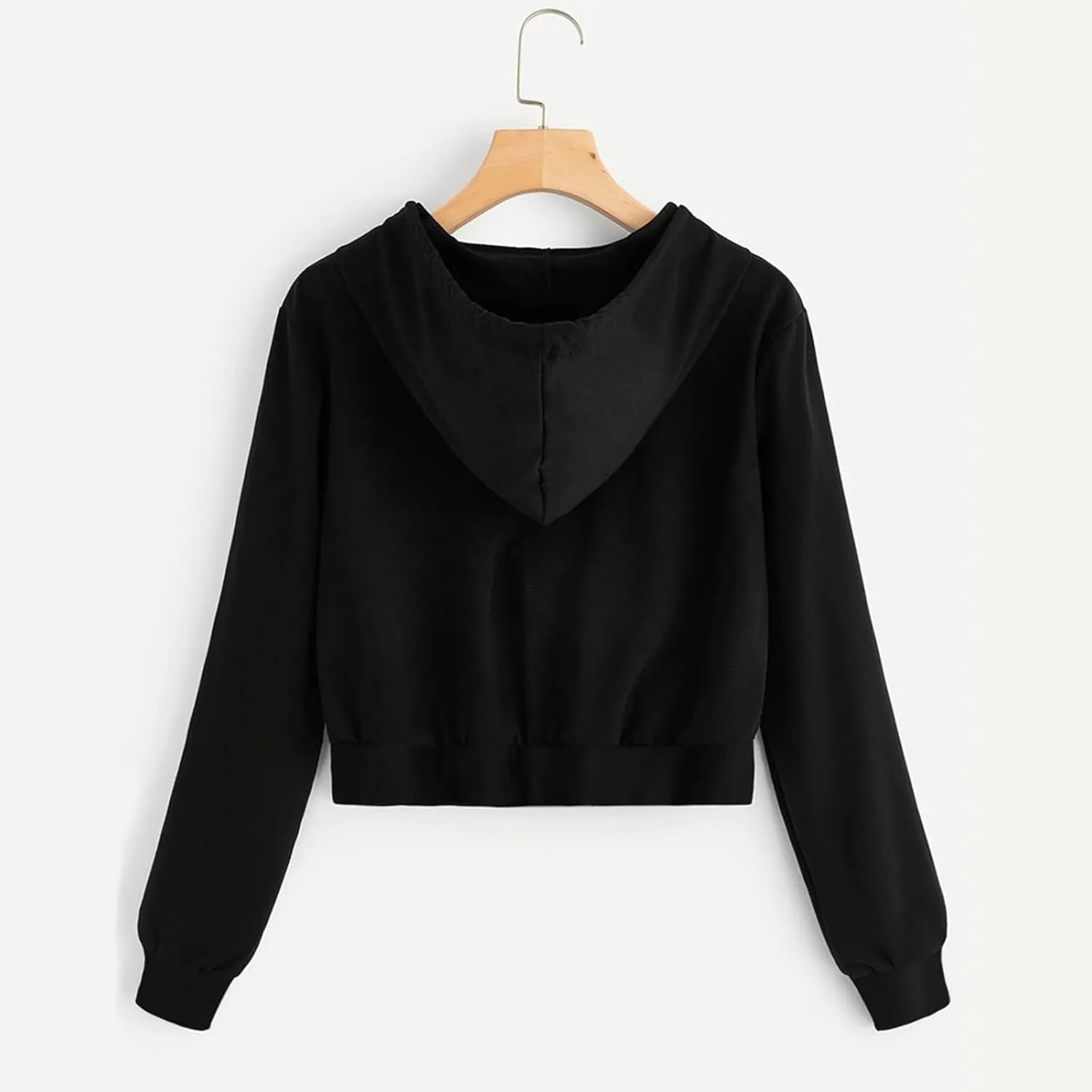 Cropped Sweatshirts for Women Zip Up Jackets Drawstring Hoodies Solid Color Sweatshirts Workout Tops with Pockets
