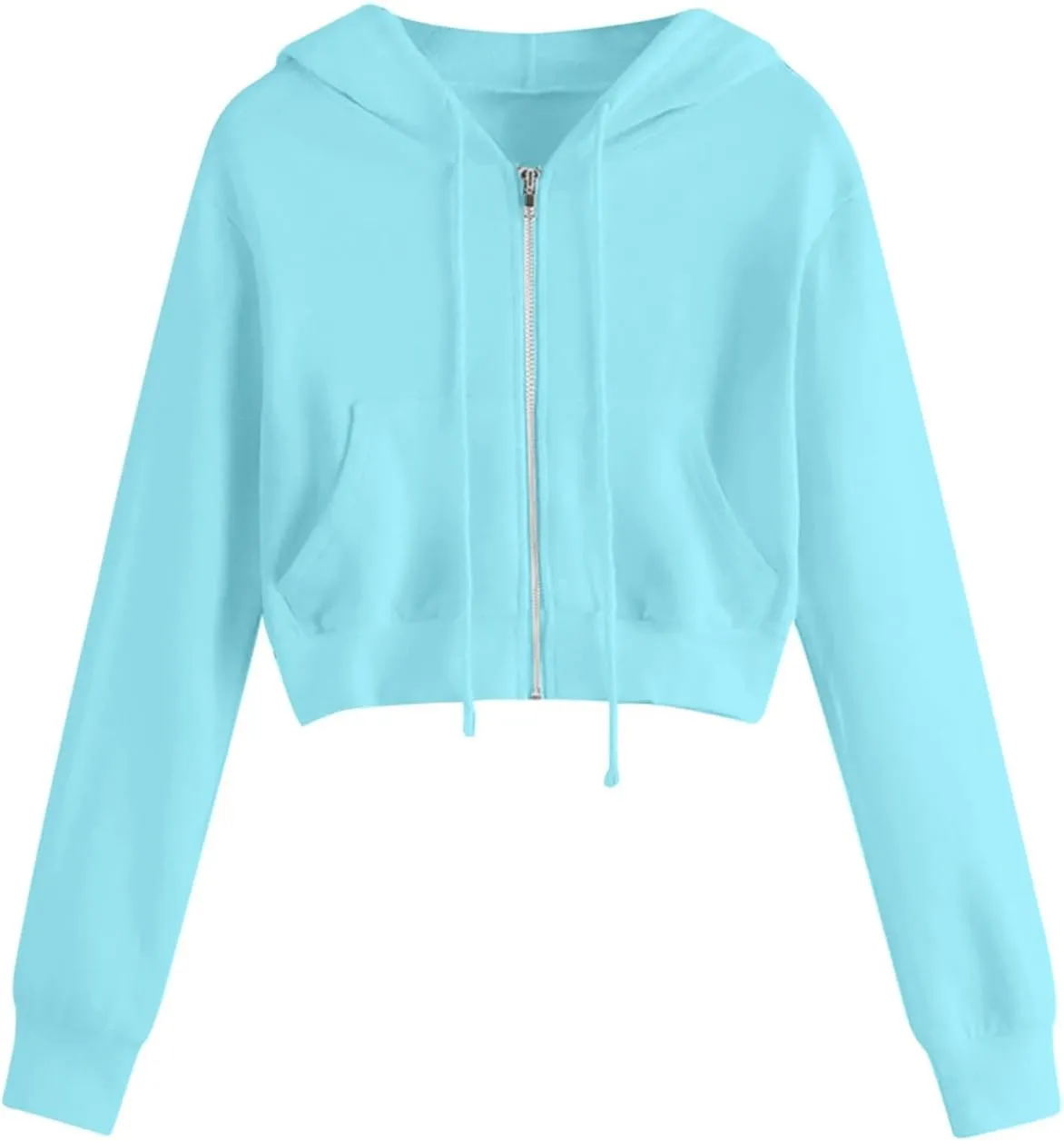 Cropped Zip Up Hoodie Women Lightweight Long Sleeve Crop Tops Womens Cute Hoodies Zipper Fall Sweatshirt