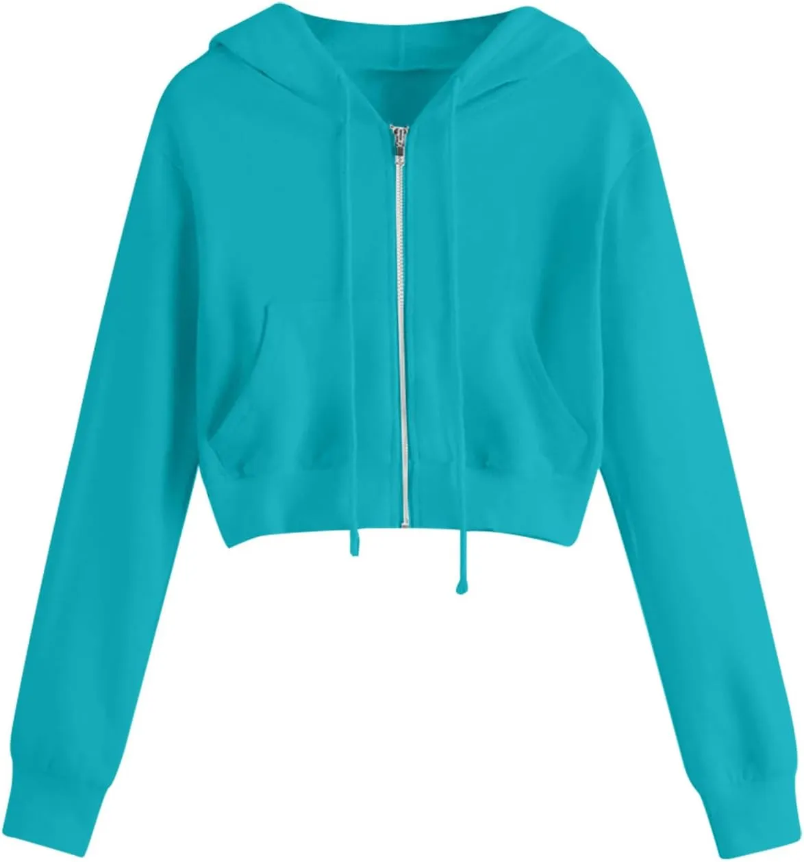 Cropped Zip Up Hoodie Women Lightweight Long Sleeve Crop Tops Womens Cute Hoodies Zipper Fall Sweatshirt