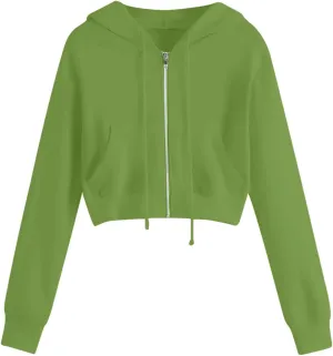 Cropped Zip Up Hoodie Women Lightweight Long Sleeve Crop Tops Womens Cute Hoodies Zipper Fall Sweatshirt