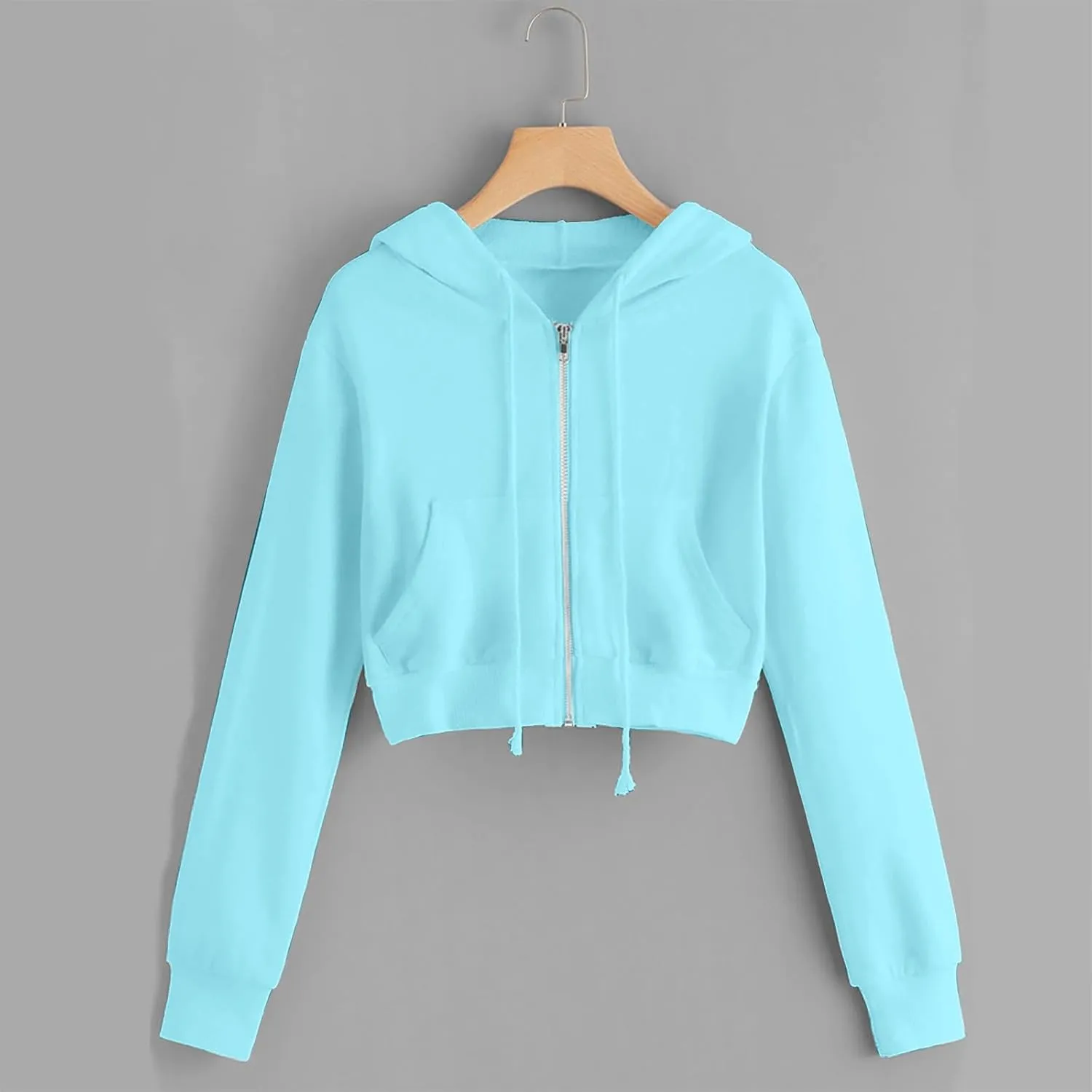 Cropped Zip Up Hoodie Women Lightweight Long Sleeve Crop Tops Womens Cute Hoodies Zipper Fall Sweatshirt