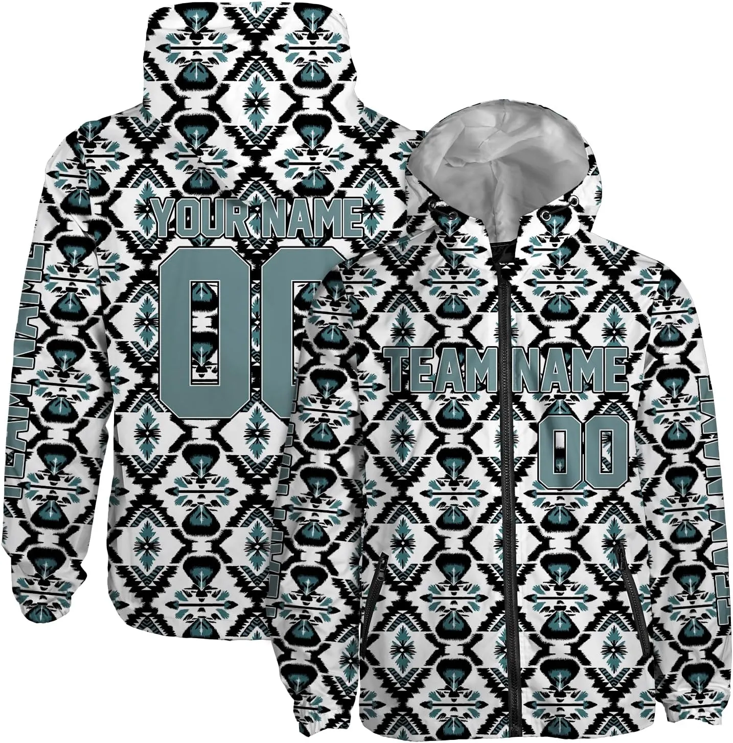 Custom Rain Jacket Women Men, Water Resistant Athletic Running Hooded Lightweight Jacket Windbreaker