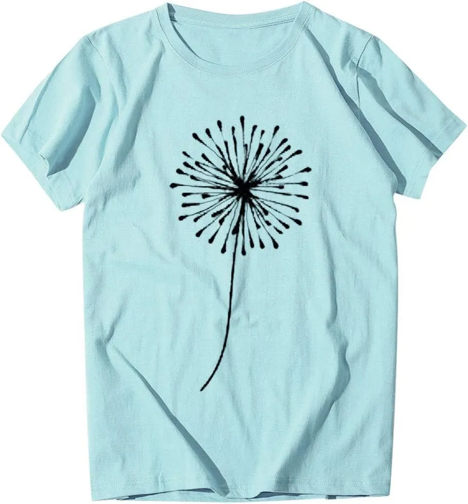 Cute T Shirts for Girls 10-12 Years Old Crew Neck Casual Floral Sunflower Tops Short Sleeve Tees Shirts Cotton Blouses