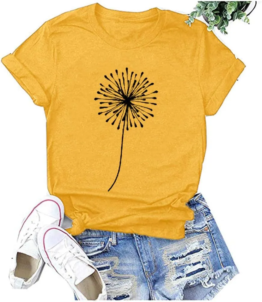 Cute T Shirts for Girls 10-12 Years Old Crew Neck Casual Floral Sunflower Tops Short Sleeve Tees Shirts Cotton Blouses