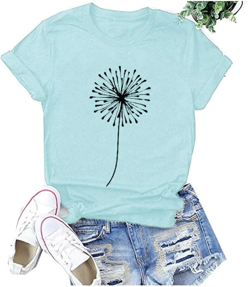 Cute T Shirts for Girls 10-12 Years Old Crew Neck Casual Floral Sunflower Tops Short Sleeve Tees Shirts Cotton Blouses