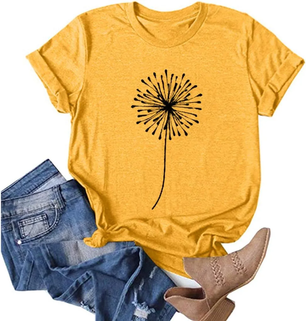 Cute T Shirts for Girls 10-12 Years Old Crew Neck Casual Floral Sunflower Tops Short Sleeve Tees Shirts Cotton Blouses