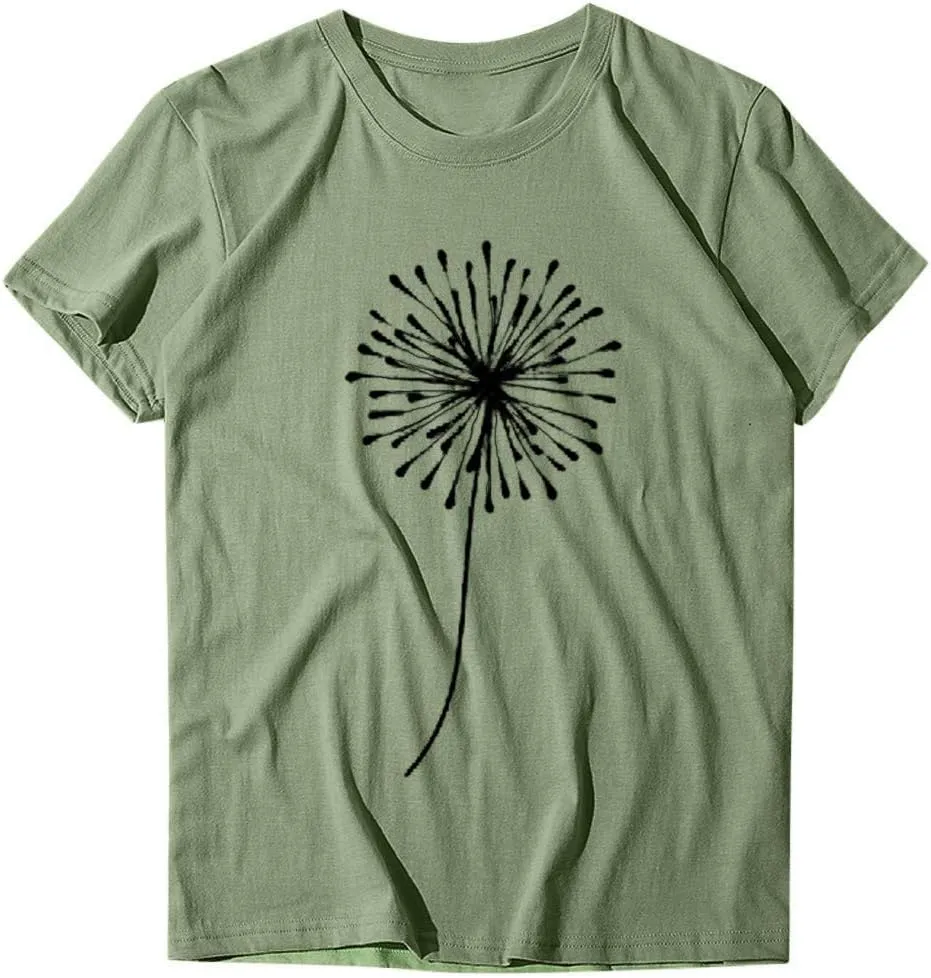 Cute T Shirts for Girls 10-12 Years Old Crew Neck Casual Floral Sunflower Tops Short Sleeve Tees Shirts Cotton Blouses