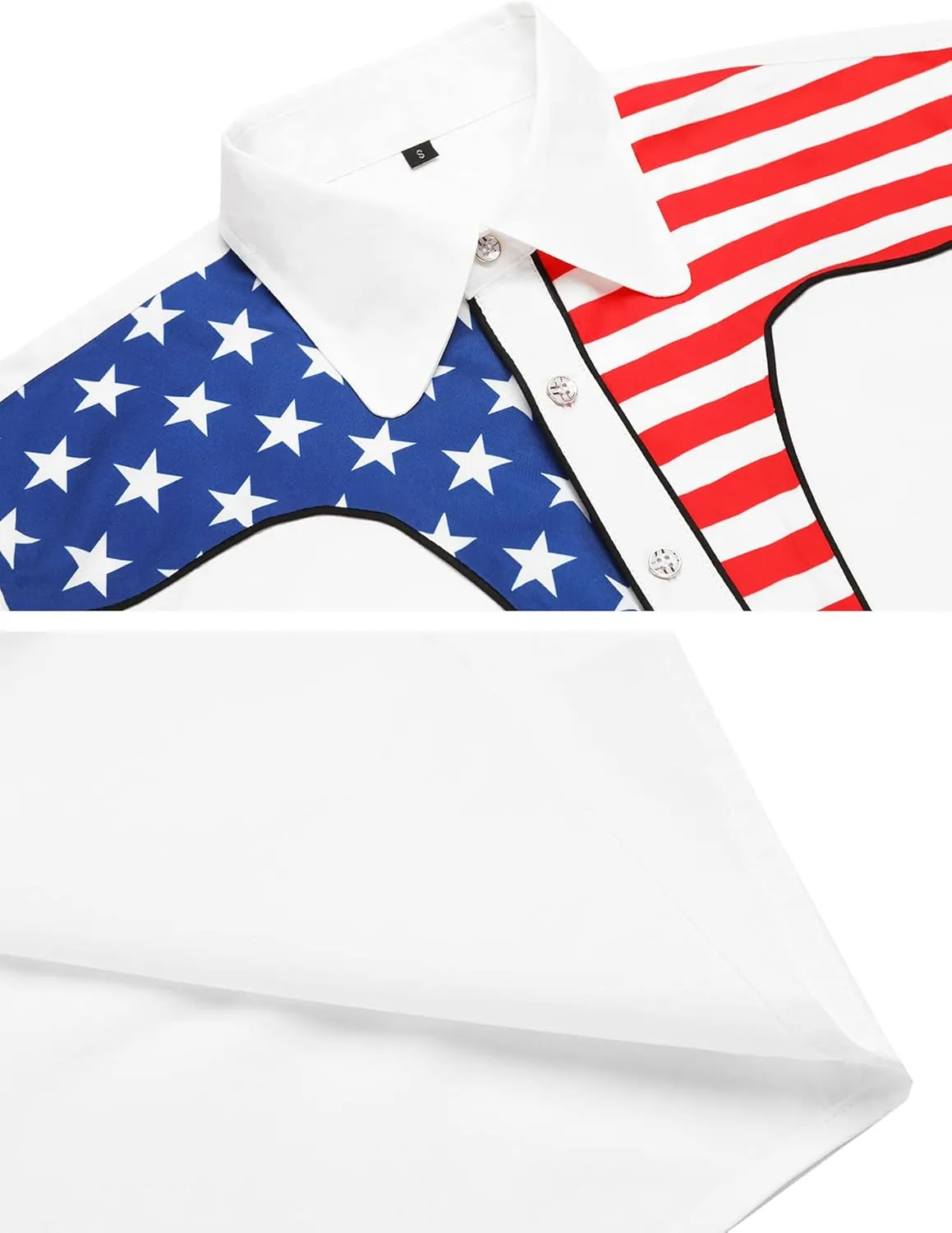 Daupanzees Men's Long Sleeve Embroidered Shirts Slim Fit American Flag Button Down Shirts