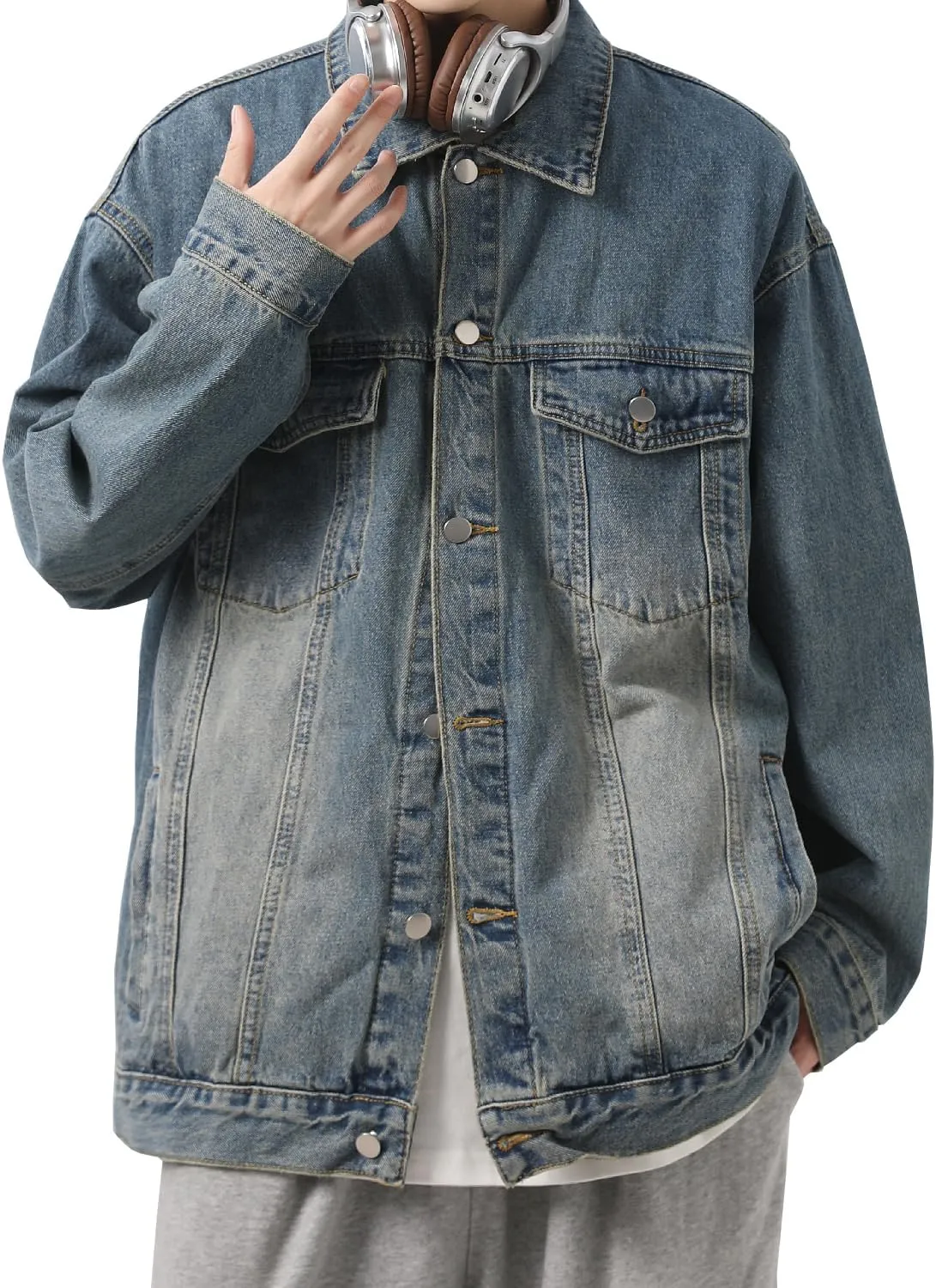 DAVID.ANN Men's Trucker Coat Denim Jackets