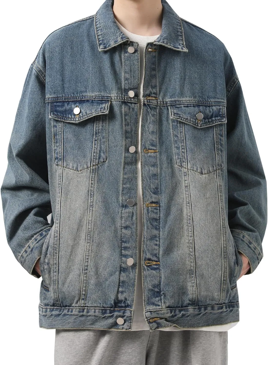 DAVID.ANN Men's Trucker Coat Denim Jackets