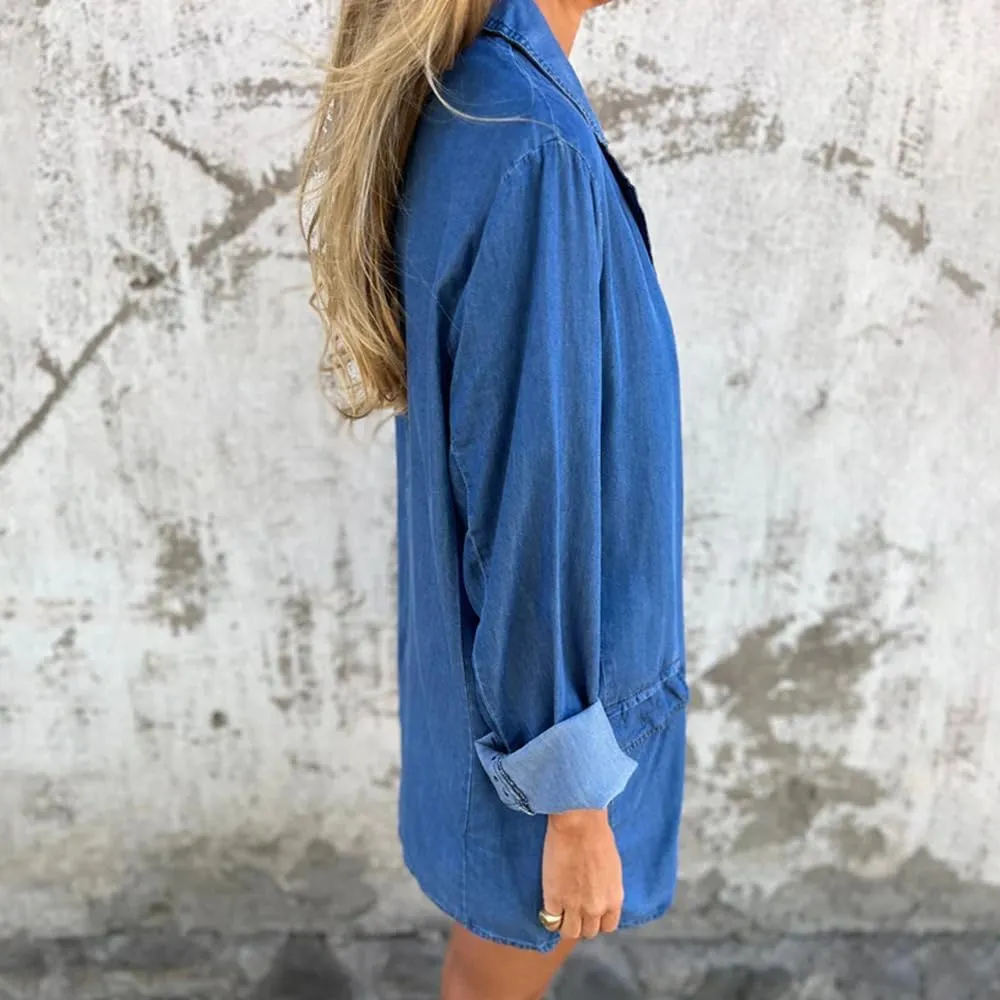 Denim Blazer for Women Oversized Jean Jacket Business Casual Button Down Long Sleeve Jackets Blazers Shacket Coats