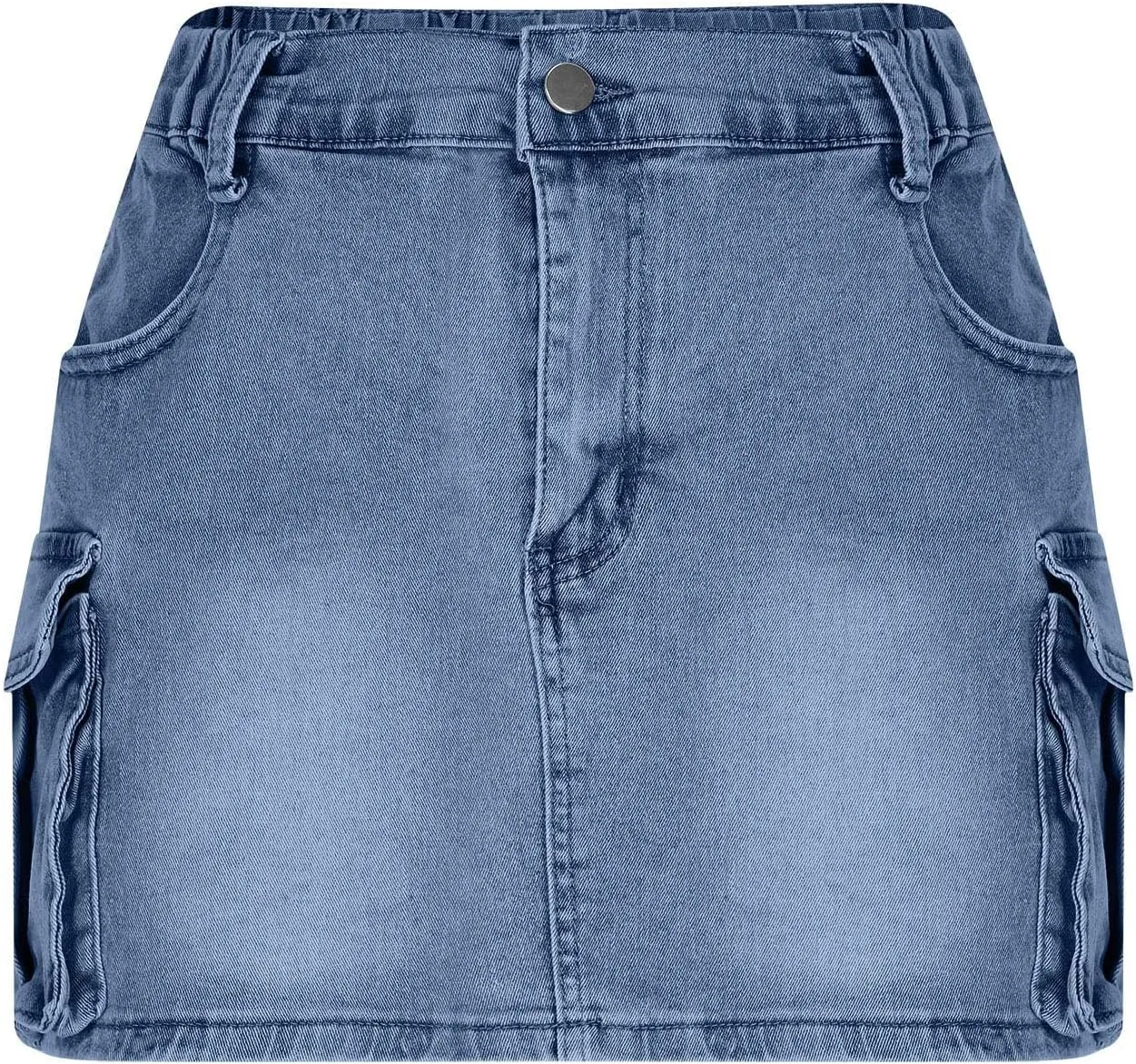 Denim Cargo Skirt Women Button Mini Skirt with Pockets Y2k Bodycon 2025 Trendy Jean Short Skirts