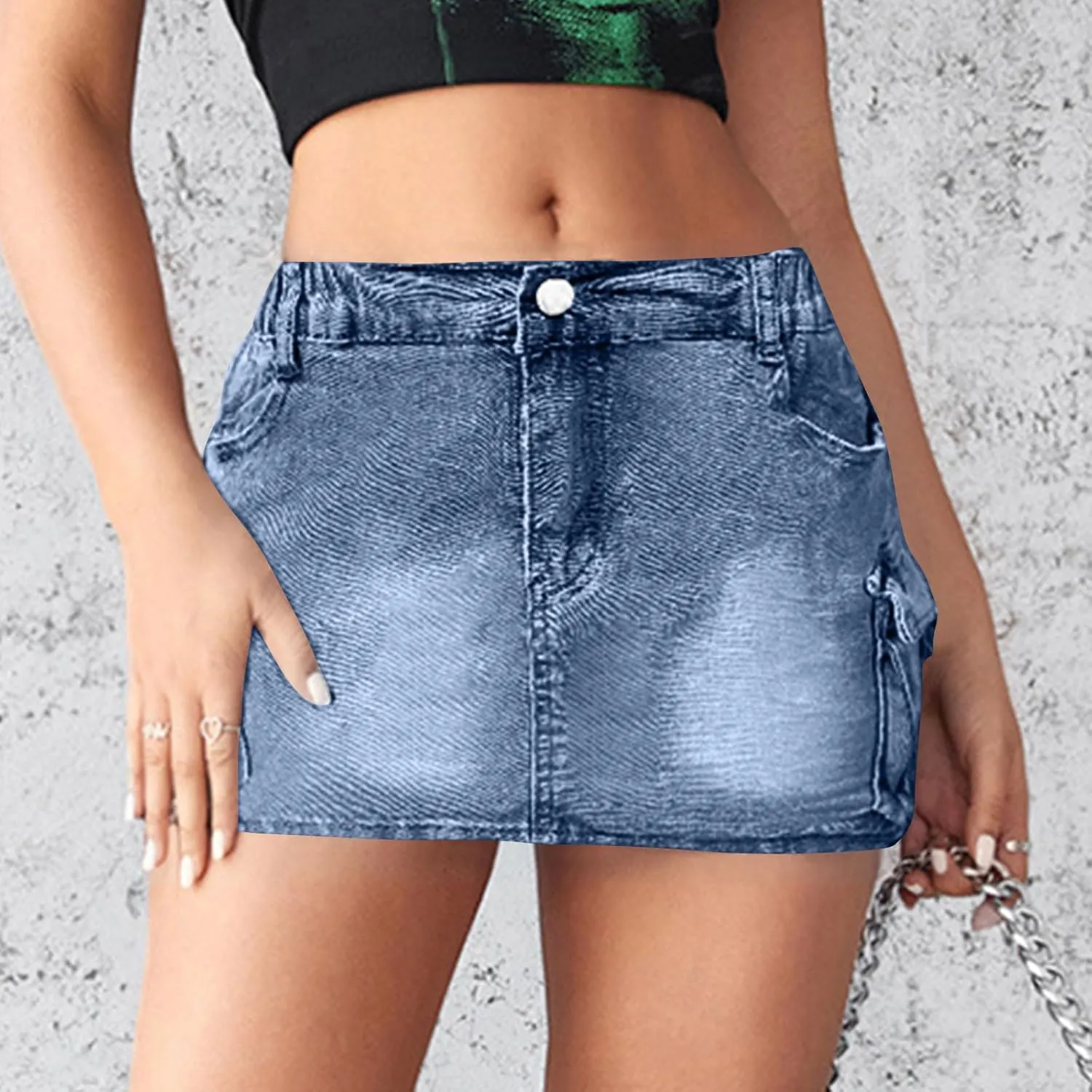 Denim Cargo Skirt Women Button Mini Skirt with Pockets Y2k Bodycon 2025 Trendy Jean Short Skirts