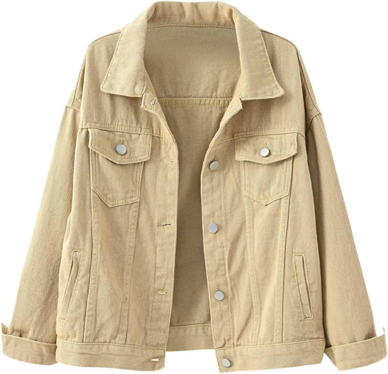 Denim Jacket for Women Cargo Pocket Cropped Jean Jackets Oversized Trucker Shacket Relaxed Fit Casual Jean Jacket