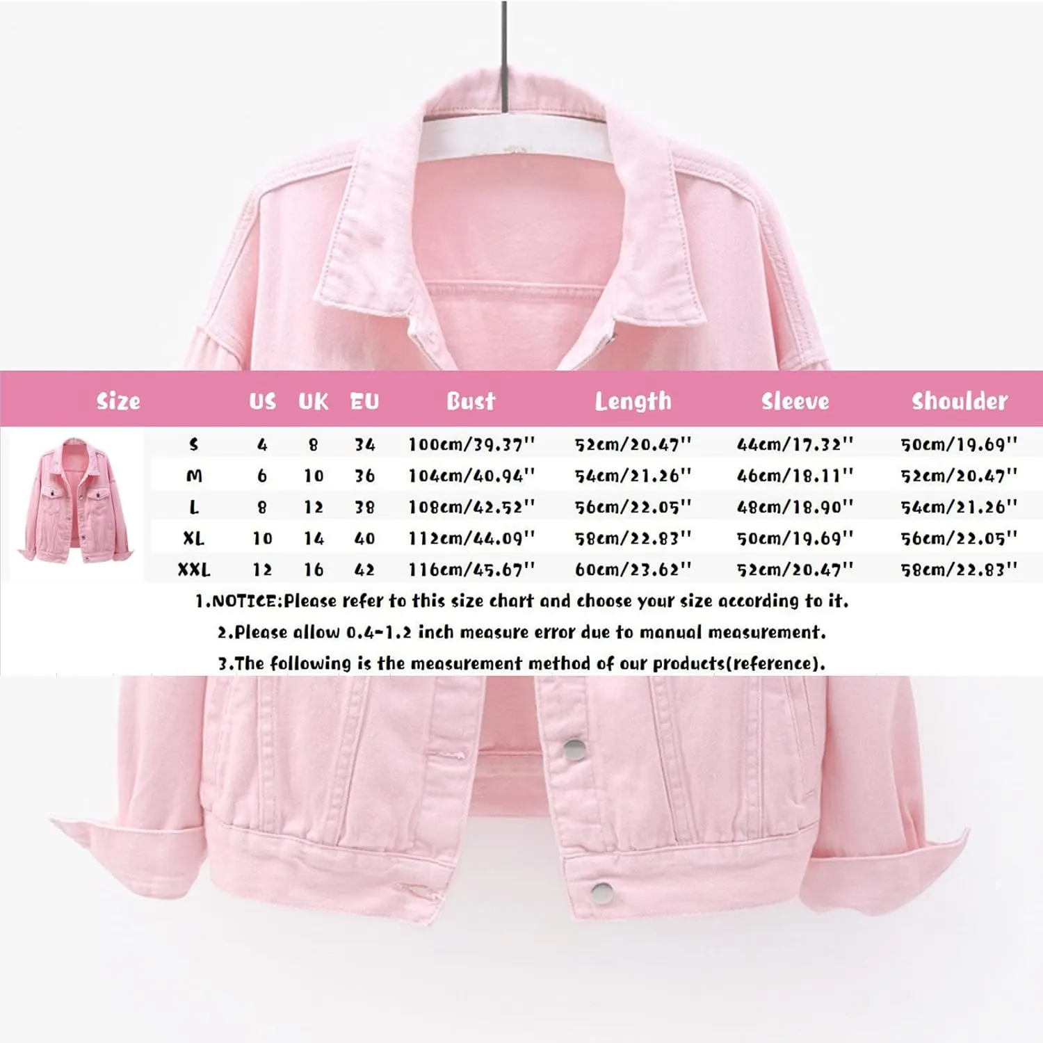 Denim Jacket for Women Cargo Pocket Cropped Jean Jackets Oversized Trucker Shacket Relaxed Fit Casual Jean Jacket