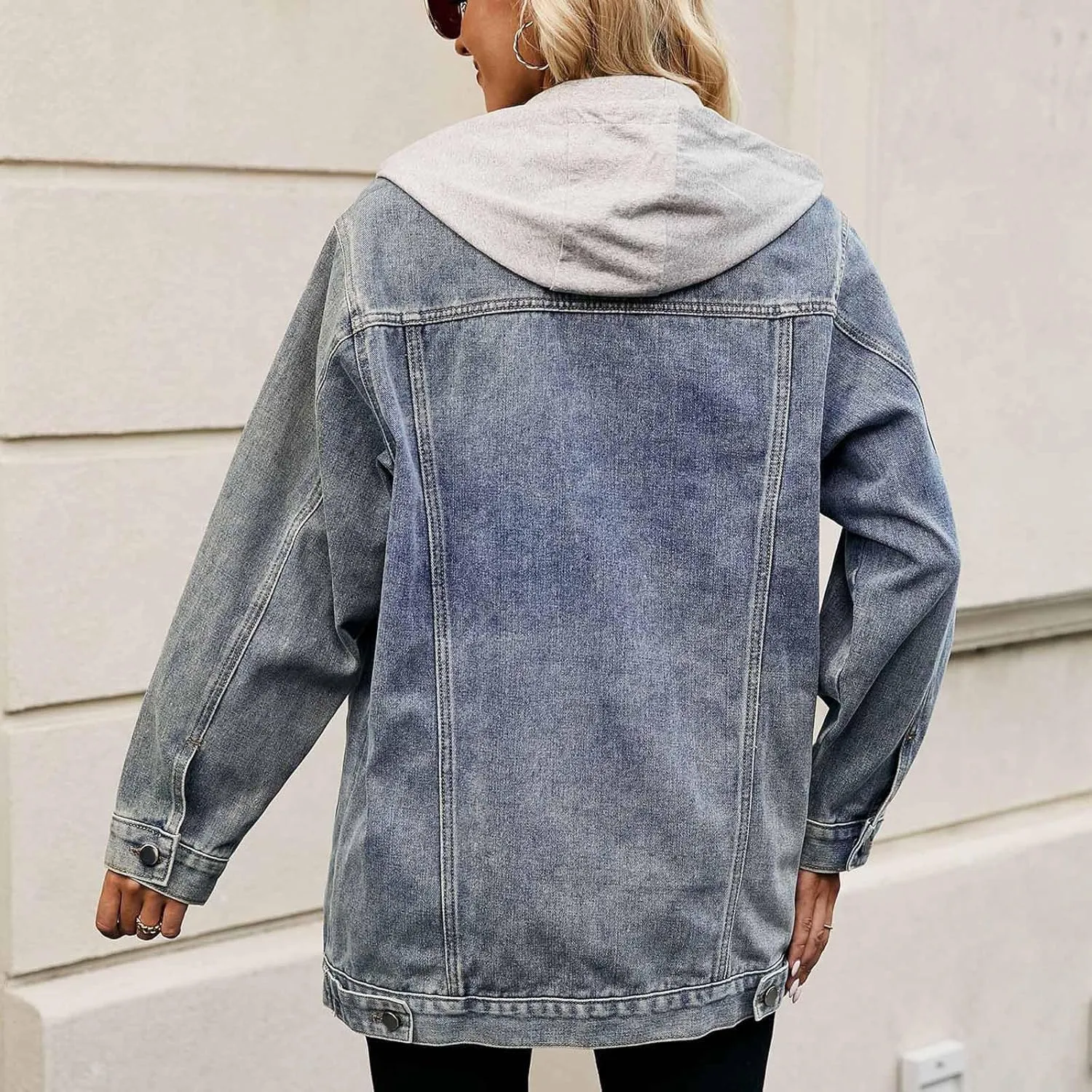 Denim Jacket for Women Oversized Lightweight Trendy Hoodies Jeans Jacket Women Casual Dressy Plus Size Trucker Jacket