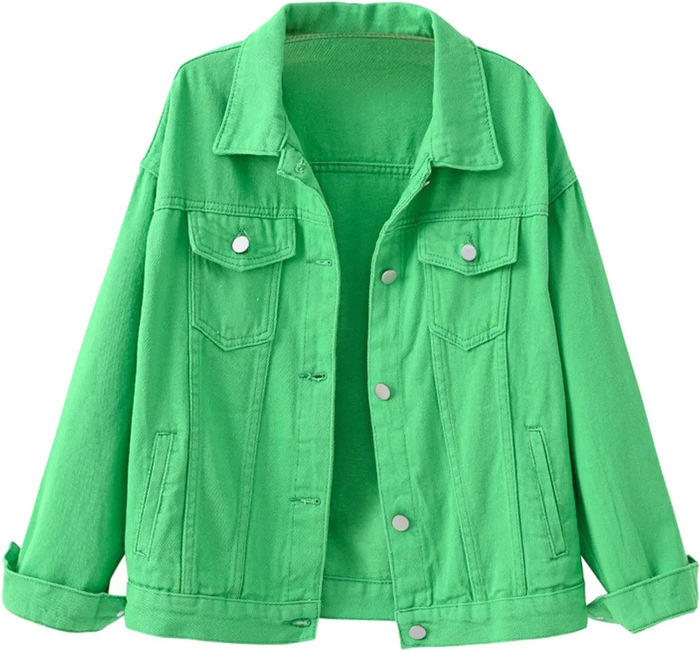 Denim Jackets for Women Oversized Lapel Collar Retro Cowgirl Jean Jackets Trendy Relax Fit Cropped Coats With Pockets