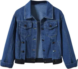 Denim Jackets for Women Trendy 2024 Fall Fashion Jean Coats Plus Size Button Down Shacket with Pockets Trucker Jacket
