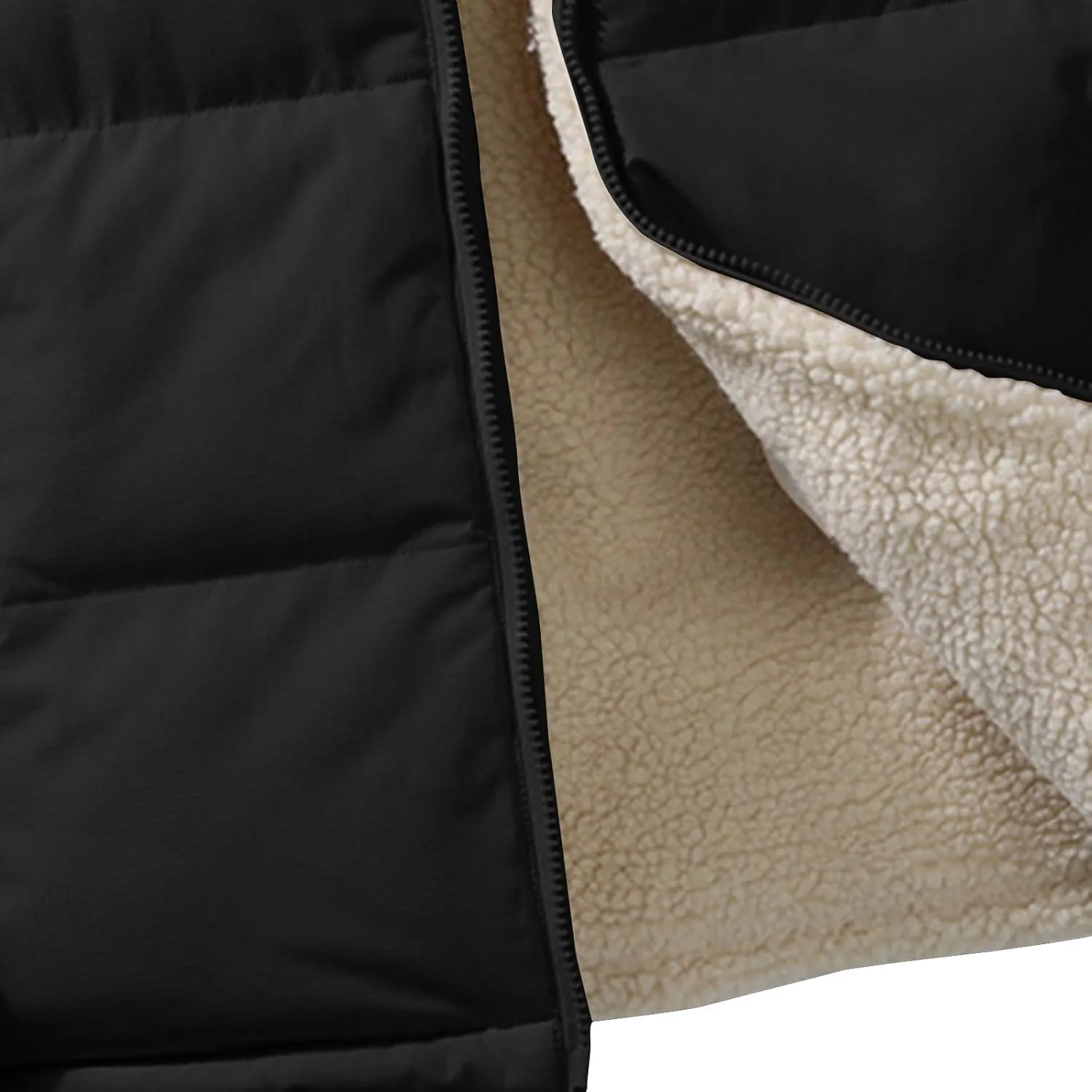 Dgoopd Puffer Jacket Men Fleece Lined Quilted Jacket Stand Collar Winter Jacket Thick down Jacket Casual Warm Coat