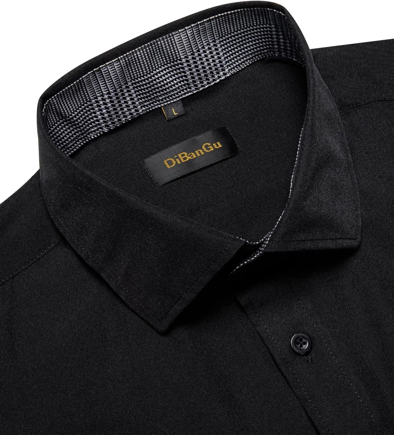 DiBanGu Mens Dress Shirts Solid Long Sleeve Button Down Shirts Regular Fit Inner Contrast Formal Shirts Wedding Business