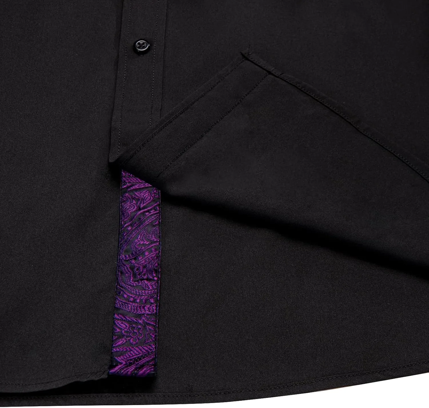 DiBanGu Mens Dress Shirts Solid Long Sleeve Button Down Shirts Regular Fit Inner Contrast Formal Shirts Wedding Business