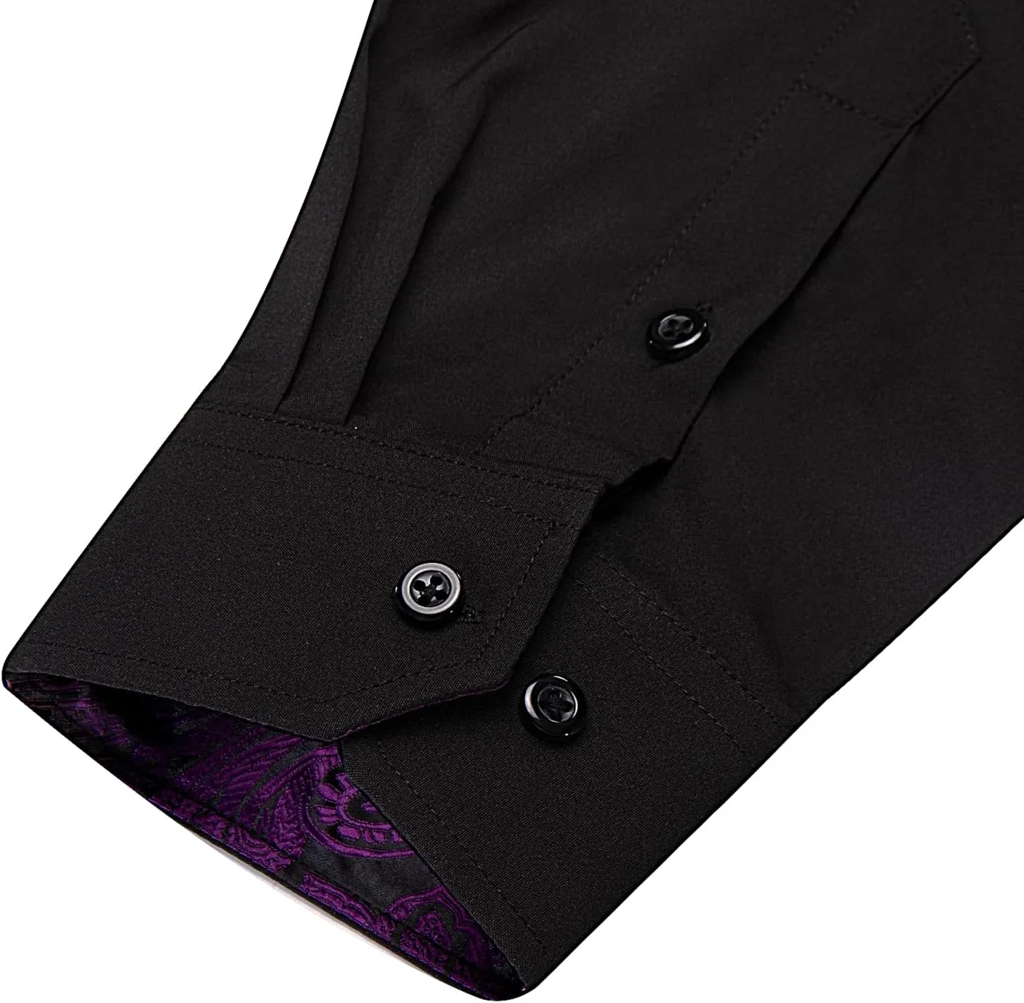 DiBanGu Mens Dress Shirts Solid Long Sleeve Button Down Shirts Regular Fit Inner Contrast Formal Shirts Wedding Business