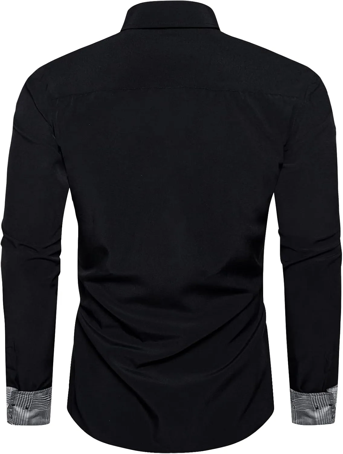 DiBanGu Mens Dress Shirts Solid Long Sleeve Button Down Shirts Regular Fit Inner Contrast Formal Shirts Wedding Business