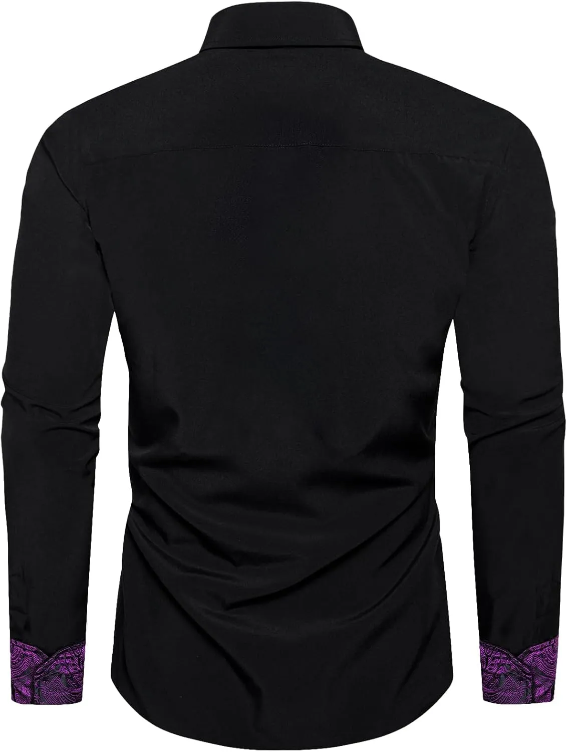 DiBanGu Mens Dress Shirts Solid Long Sleeve Button Down Shirts Regular Fit Inner Contrast Formal Shirts Wedding Business