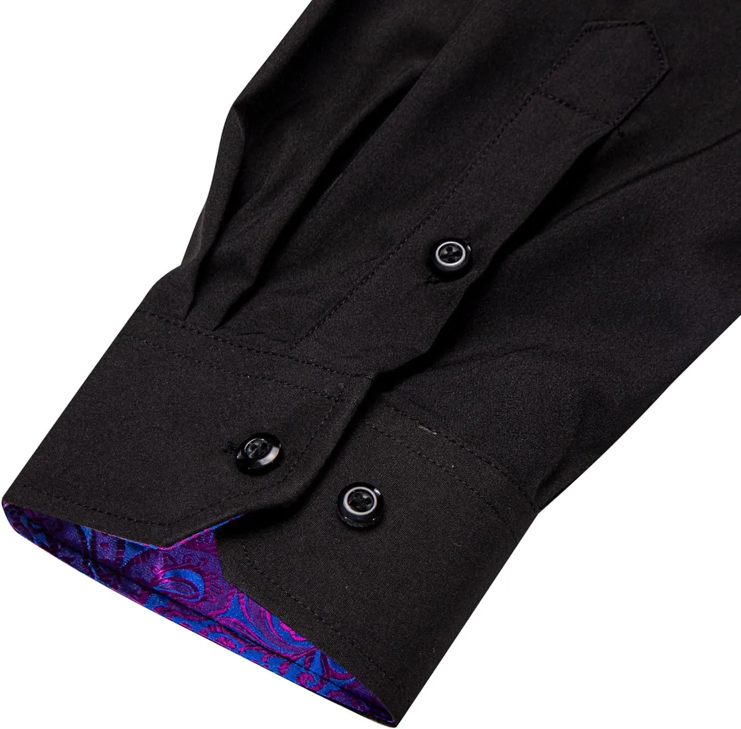 DiBanGu Mens Dress Shirts Solid Long Sleeve Button Down Shirts Regular Fit Inner Contrast Formal Shirts Wedding Business