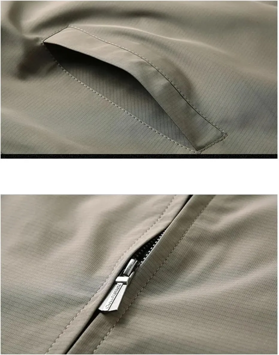 Disimlarl Men Casual Office Work Windbreaker Jackets Lightweight Business Cargo Coat Casual Lapel Zipper Thin Outwear