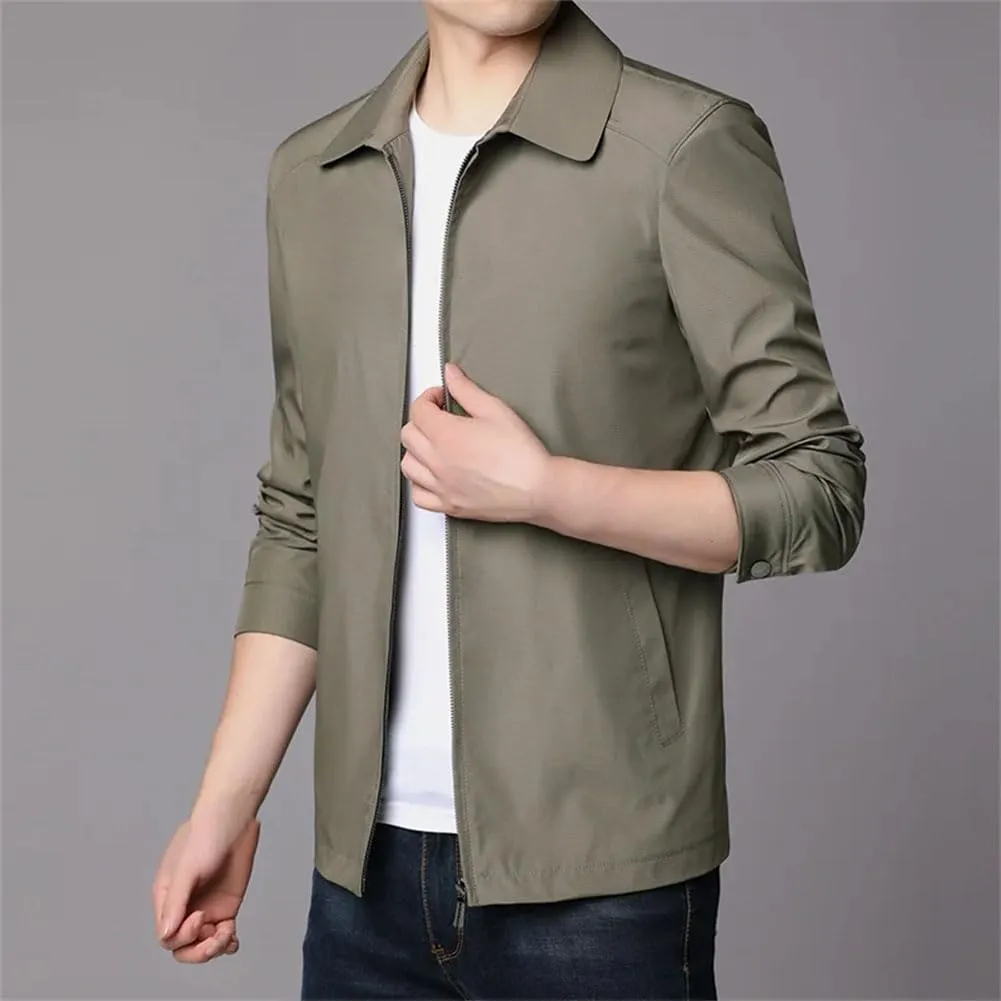 Disimlarl Men Casual Office Work Windbreaker Jackets Lightweight Business Cargo Coat Casual Lapel Zipper Thin Outwear